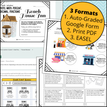 Fractions, Decimals & Percents Hotel Math Project — preview page 3 of 4