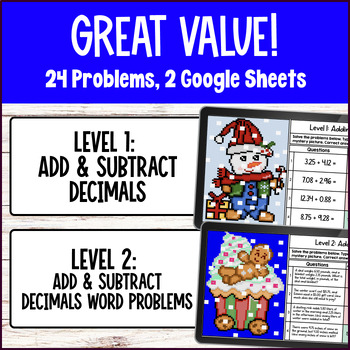 Add & Subtract Decimals to the Hundredths Pixel Art — preview page 2 of 4