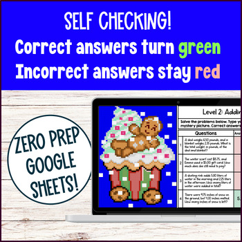 Add & Subtract Decimals to the Hundredths Pixel Art — preview page 3 of 4