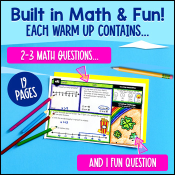 One Step Equations & One Step Inequalities 6th Grade Warm Ups Bell Ringers CCSS — preview page 2 of 4