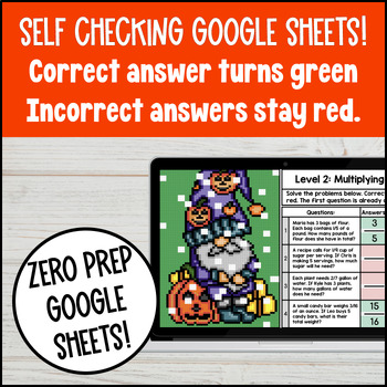 Multiplying Fractions by Whole Numbers Word Problems Halloween Digital Pixel Art — preview page 3 of 4