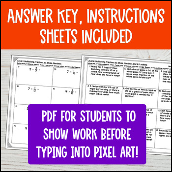 Multiplying Fractions by Whole Numbers Word Problems Halloween Digital Pixel Art — preview page 4 of 4