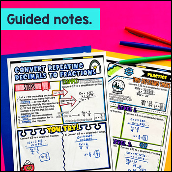 Converting Repeating Decimals to Fractions Guided Notes & Doodles — preview page 2 of 4