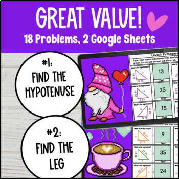Pythagorean Theorem Digital Pixel Art Triangle Hypotenuse & Leg Unknown Length — preview page 2 of 4