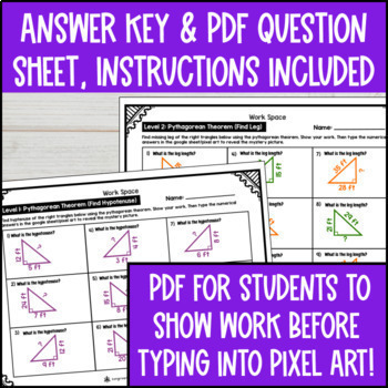 Pythagorean Theorem Digital Pixel Art Triangle Hypotenuse & Leg Unknown Length — preview page 4 of 4