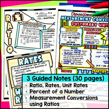 Ratios, Rates, Percents, Measurement Units Guided Notes BUNDLE — preview page 2 of 4