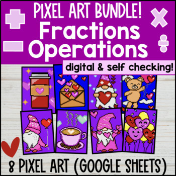 Fraction Operations Digital Pixel Art Add Subtract Multiply Divide Fractions