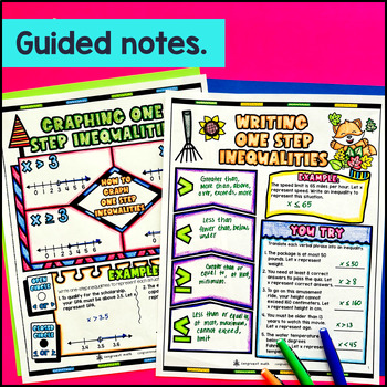 Writing & Graphing One Step Inequalities Guided Notes & Doodle — preview page 2 of 4