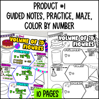 Volume of Cylinders, Cones, and Spheres Guided Notes Digital Pixel Art Bundle — preview page 2 of 4