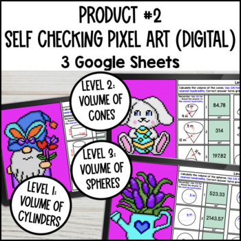 Volume of Cylinders, Cones, and Spheres Guided Notes Digital Pixel Art Bundle — preview page 3 of 4