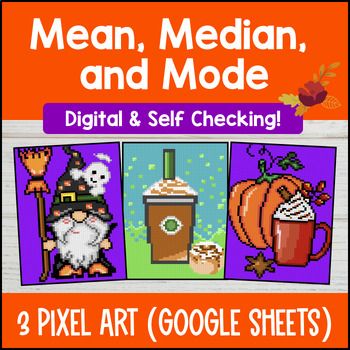 Thumbnail for [Thanksgiving] Mean Median and Mode Measure of Center Fall Digital Pixel Art