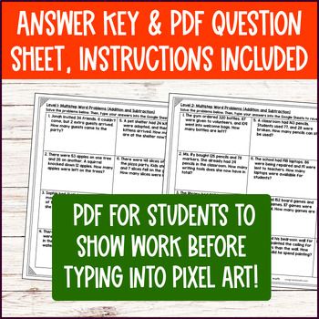 [Halloween] Multistep Word Problems Whole Numbers Addition Subtraction Pixel Art — preview page 4 of 4