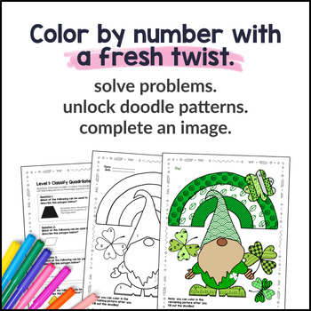 [Free] Classifying Quadrilaterals Doodle Math, Color by Number Worksheets — preview page 2 of 4