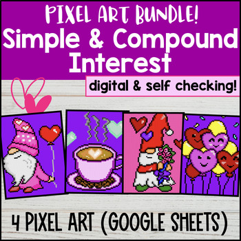 Thumbnail for Simple and Compound Interest & Percentages Digital Pixel Art Valentine's Day