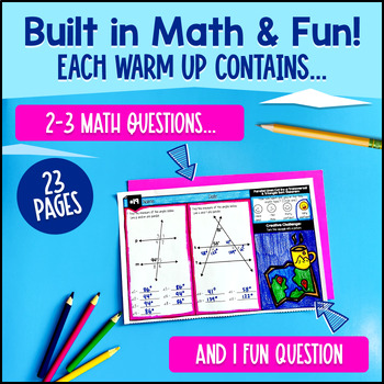 Pythagorean Theorem, Angles, Volume Cylinders Cones 8th Grade Math Warm Ups CCSS — preview page 2 of 4