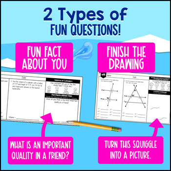 Pythagorean Theorem, Angles, Volume Cylinders Cones 8th Grade Math Warm Ups CCSS — preview page 3 of 4