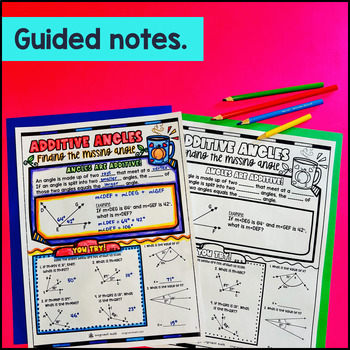 Additive Angles & Decompose Angles Guided Notes w Doodles 4th Grade 4.MD.C.7 — preview page 2 of 4