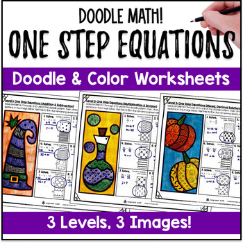 Solving One Step Equations Doodle Math Worksheets, a Twist on Color by Number