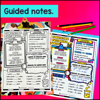 Customary Units of Measurement Conversions Guided Notes w/ Doodles 4th 5th Grade — preview page 2 of 4