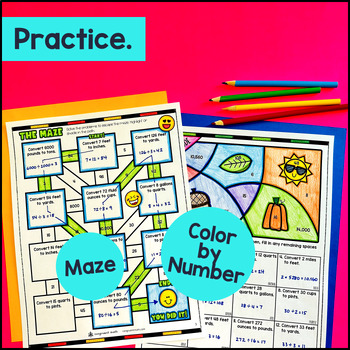 Customary Units of Measurement Conversions Guided Notes w/ Doodles 4th 5th Grade — preview page 3 of 4