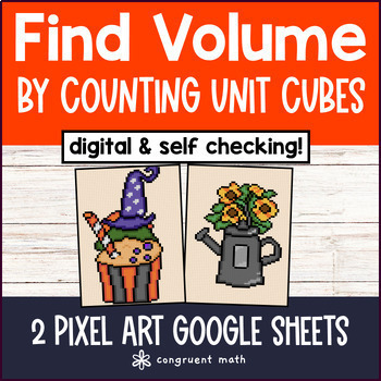 Volume of Prisms by Counting Unit Cubes Halloween Digital Pixel Art 3D Solids