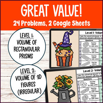 Volume of Prisms by Counting Unit Cubes Halloween Digital Pixel Art 3D Solids — preview page 2 of 4