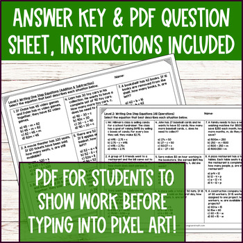 Writing One Step Equations Digital Pixel Art — preview page 4 of 4