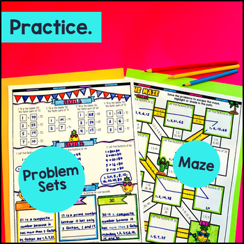 Factors, Prime vs. Composite Numbers Guided Notes with Doodles Sketch Notes — preview page 3 of 4