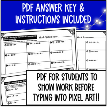 Winter Math Simplifying and Evaluating Numerical Algebraic Expressions Pixel Art — preview page 4 of 4