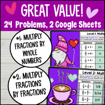 Multiplying Fractions by Whole Numbers and Fractions Digital Pixel Art CCSS TEKS — preview page 2 of 4