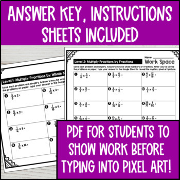 Multiplying Fractions by Whole Numbers and Fractions Digital Pixel Art CCSS TEKS — preview page 4 of 4