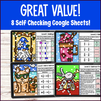 Adding and Subtracting Fractions Mixed Numbers with Like Denominators Pixel Art — preview page 2 of 4