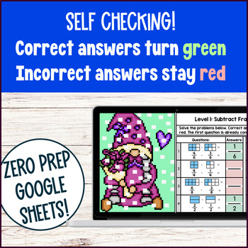 Adding and Subtracting Fractions Mixed Numbers with Like Denominators Pixel Art — preview page 3 of 4