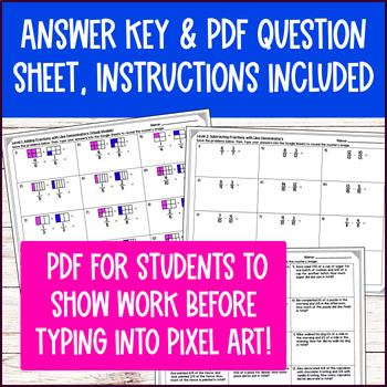 Adding and Subtracting Fractions Mixed Numbers with Like Denominators Pixel Art — preview page 4 of 4