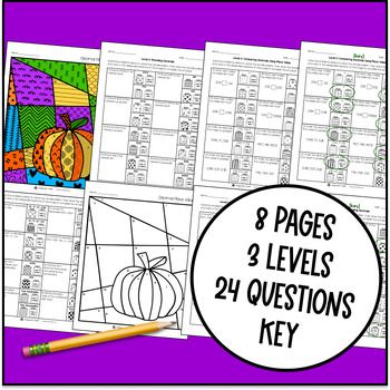 Thanksgiving Decimal Place Value Doodle Color by Number Compare & Round Decimals — preview page 4 of 4