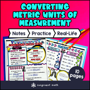 Thumbnail for Metric Units of Measurement Conversions Guided Notes w/ Doodles | 4th 5th Grade