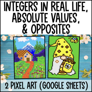Integers, Opposites, Absolute Values Pixel Art Google Sheets Real Life Contexts