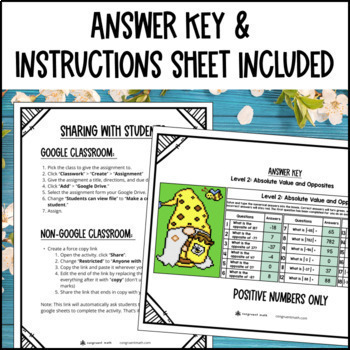Integers, Opposites, Absolute Values Pixel Art Google Sheets Real Life Contexts — preview page 4 of 4