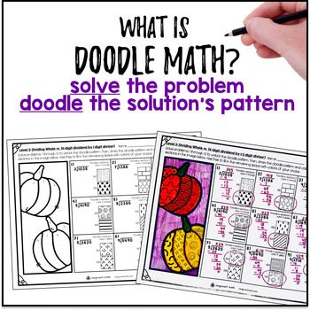 [Fall] Long Division Whole Number Quotients Doodle Color by Number — preview page 2 of 4