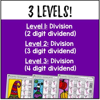 [Fall] Long Division Whole Number Quotients Doodle Color by Number — preview page 3 of 4