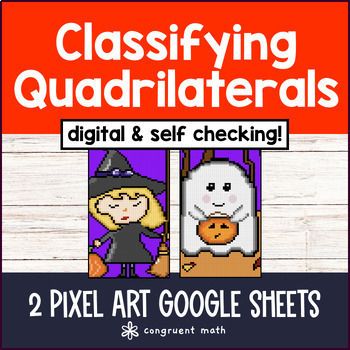 Thumbnail for Classifying Quadrilaterals Halloween Digital Pixel Art Rhombus Square 2D Figures