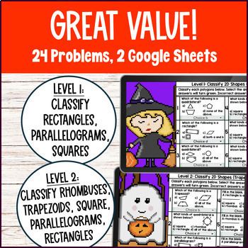 Classifying Quadrilaterals Halloween Digital Pixel Art Rhombus Square 2D Figures — preview page 2 of 4
