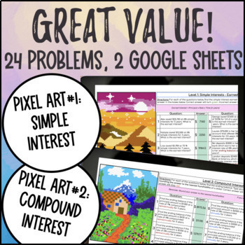 Simple and Compound Interest Digital Pixel Art — preview page 2 of 4
