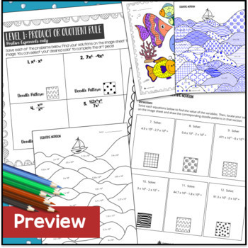 Exponents and Scientific Notation Doodle Math BUNDLE — preview page 3 of 4