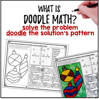 Distance on the Coordinate Plane Doodle Math & Color by Number Worksheets Winter — preview page 2 of 4