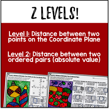 Distance on the Coordinate Plane Doodle Math & Color by Number Worksheets Winter — preview page 3 of 4