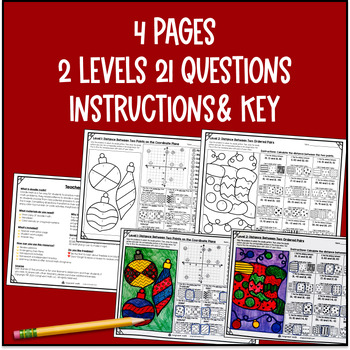 Distance on the Coordinate Plane Doodle Math & Color by Number Worksheets Winter — preview page 4 of 4