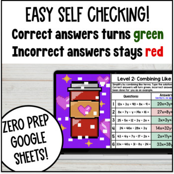 Combining Like Terms & Distributive Property — preview page 3 of 4