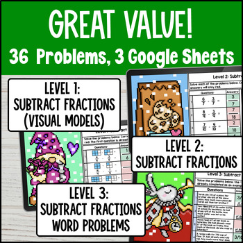Subtracting Fractions with Like Denominators Digital Pixel Art Visual Models — preview page 2 of 4
