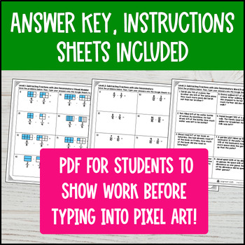 Subtracting Fractions with Like Denominators Digital Pixel Art Visual Models — preview page 4 of 4